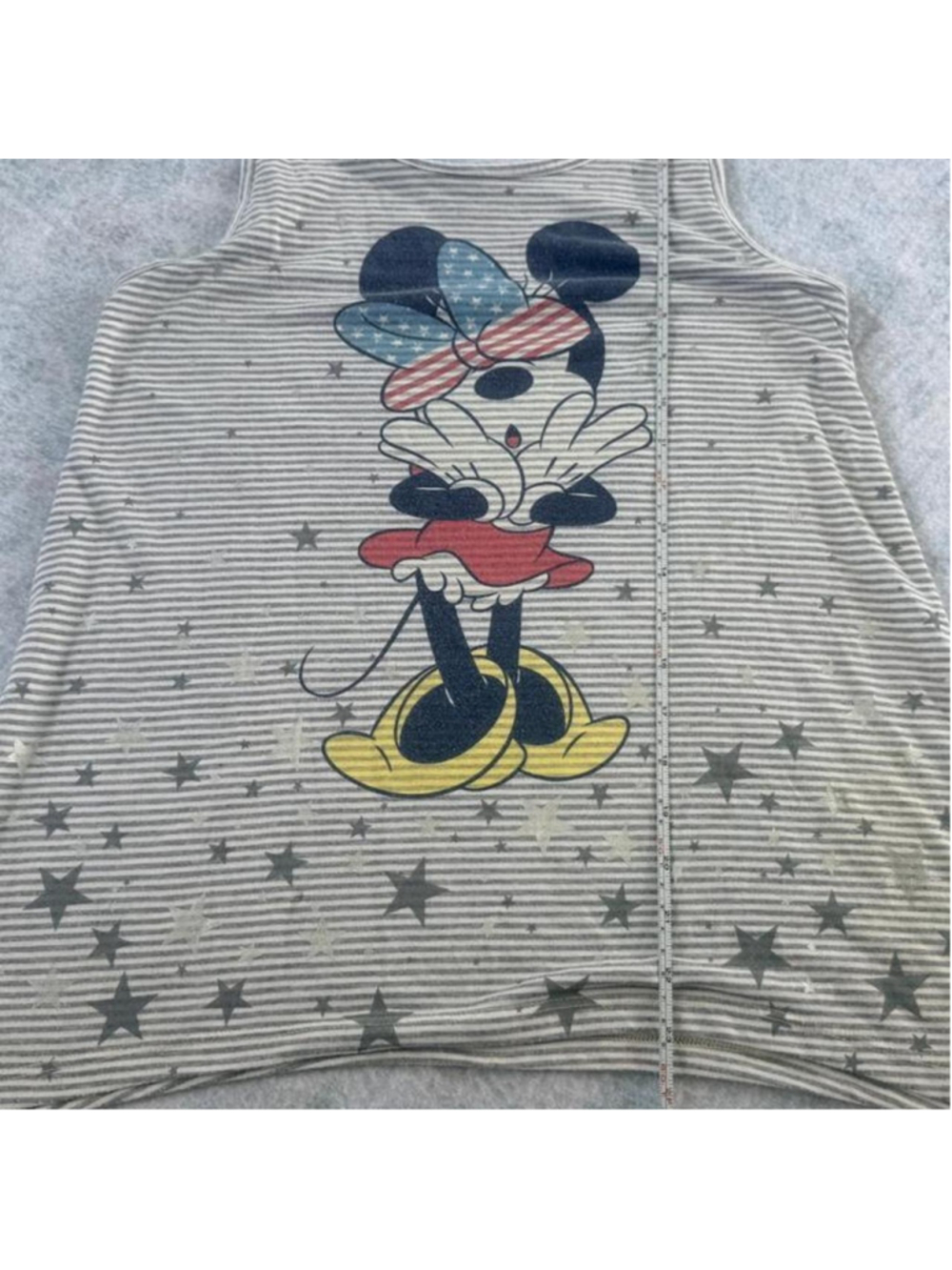 Disney Mickey Mouse gray & white striped tank top with stars, size XL (14-16) #d